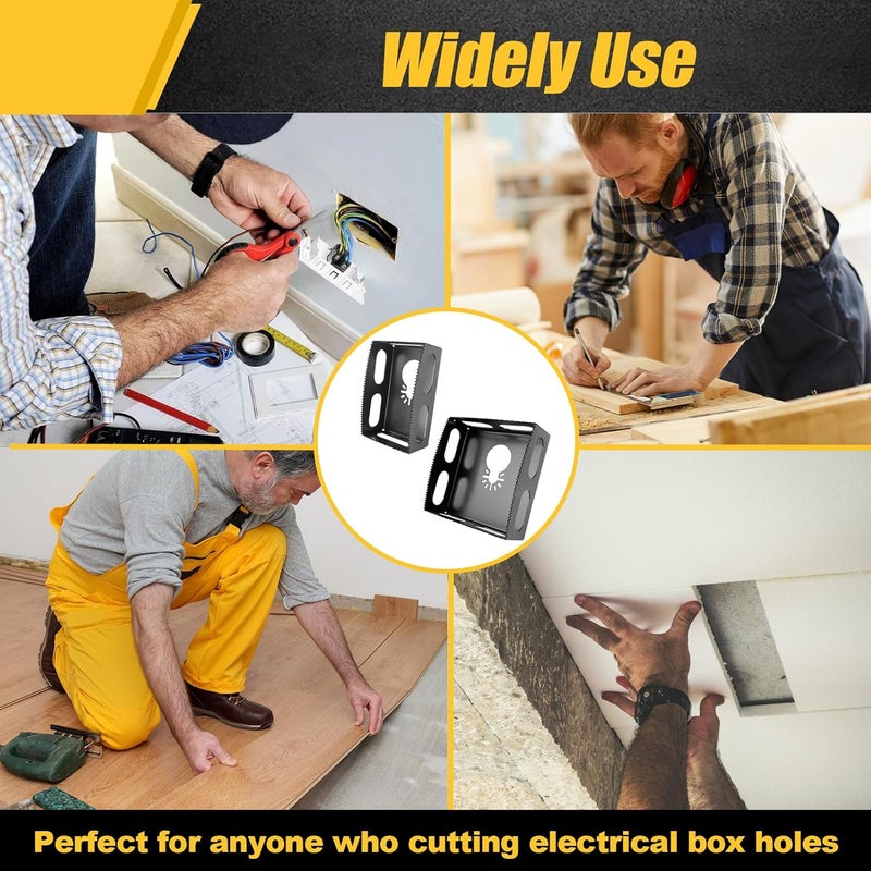 BPOPO Upgrade 2 Pcs Square Slot Cutter Compatible for Dewalt 20V & Milwukee M18 Oscillating Multi-Tool to Cut-in Single Gang Wall Boxes,Outlet Cutter for Drywall,Efficient Carving Tool,Black - Image 5